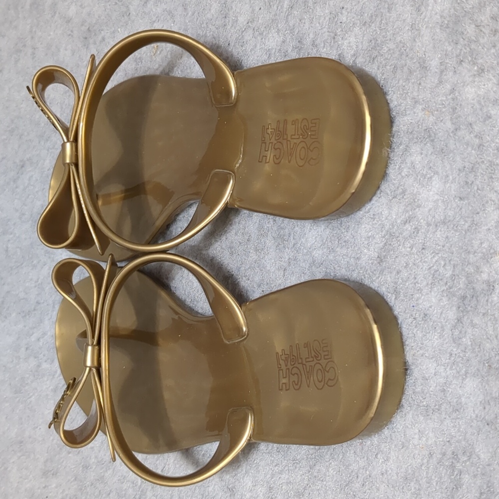 Coach Pretty Gold Jelly Bow Flip Flops Size 9 - Picture 4 of 8